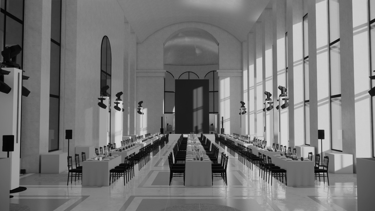 Une salle du Petit Palais préparée pour un événement privé